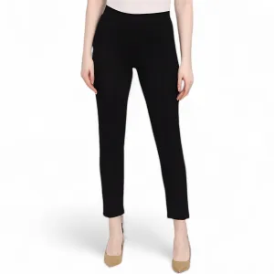 Women's Ankle-Length Pure Cotton Pants with Full Elasticated Waist Black