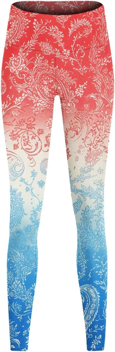 Womens High Waist American Flag Leggings Soft USA Flag Patriotic Tights Stretchy Workout Gym Yoga Pants