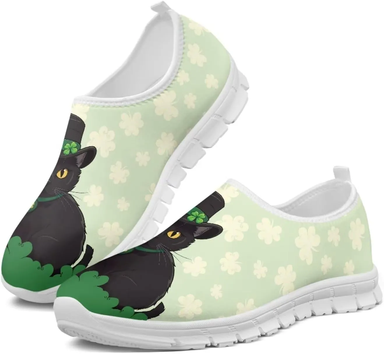 Xpyiqun St Patricks Day Sneakers for Women Size 5.5-11.5 Slip On Sneaker Womens Mesh Road Running Shoes Walking Loafer