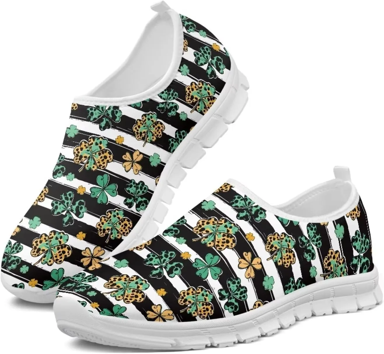 Xpyiqun St Patricks Day Sneakers for Women Size 5.5-11.5 Slip On Sneaker Womens Mesh Road Running Shoes Walking Loafer