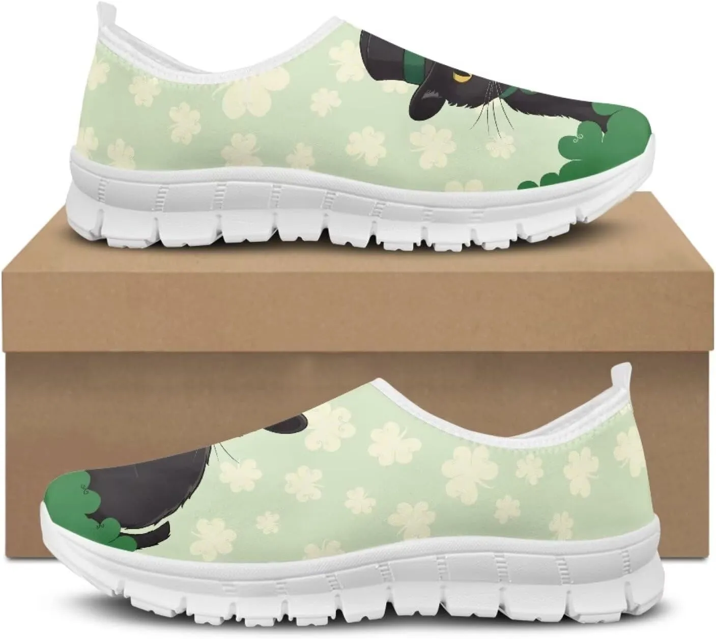 Xpyiqun St Patricks Day Sneakers for Women Size 5.5-11.5 Slip On Sneaker Womens Mesh Road Running Shoes Walking Loafer
