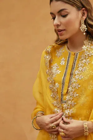 Yellow Gota Straight Kurta Set