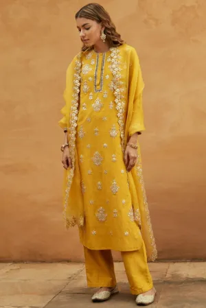 Yellow Gota Straight Kurta Set