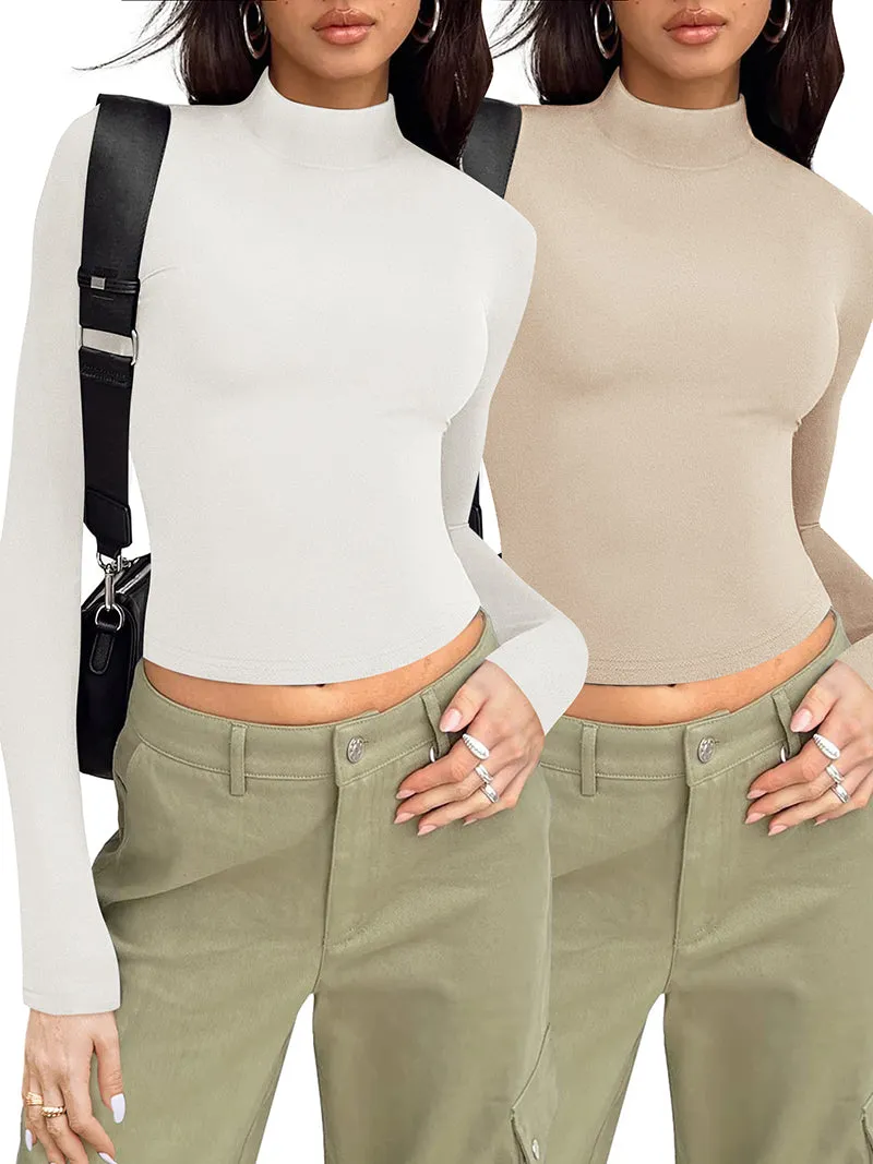 Zeagoo Women Turtleneck Casual Long Sleeve Shirts Tight T-Shirts